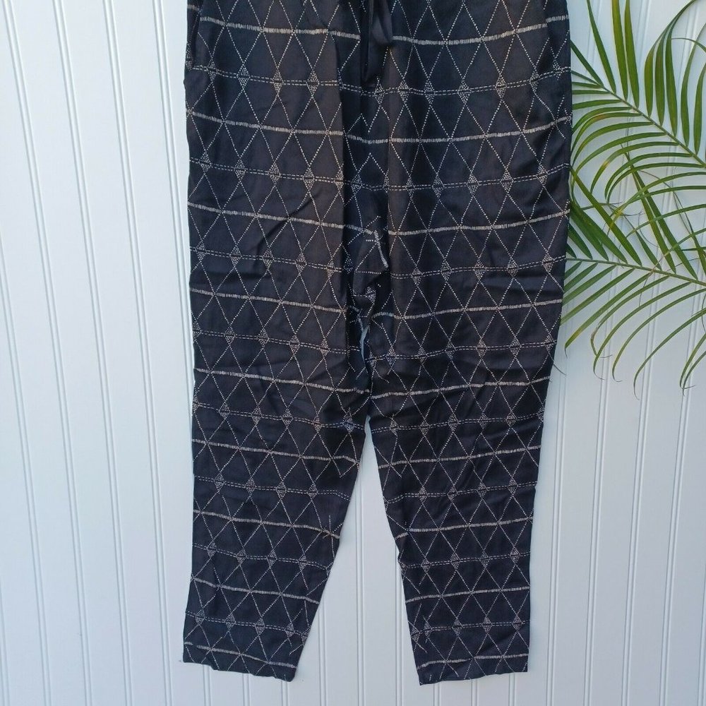 Madewell Diamond Dot  Sleeveless Jumpsuit Size XS  Black Cream Tribal Boho - Picture 5 of 11